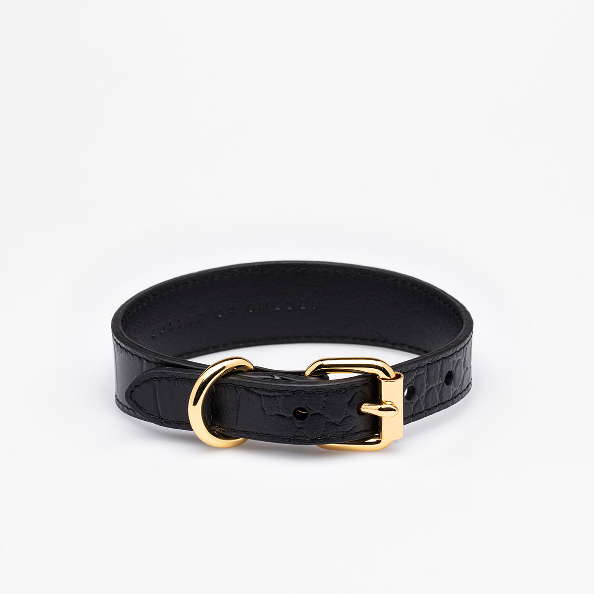 Black Croco Dog Collar Thin