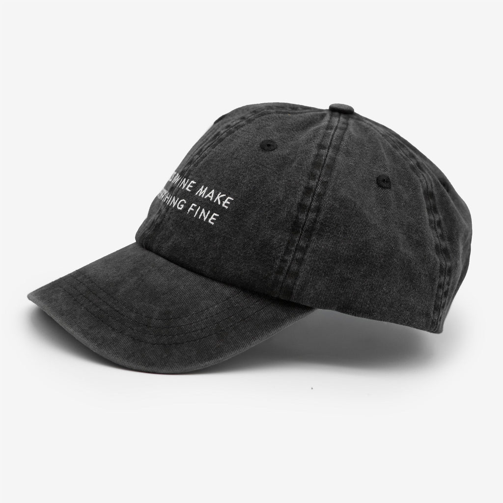 Black Denim Cap - Cats & Wine Make Everything Fine