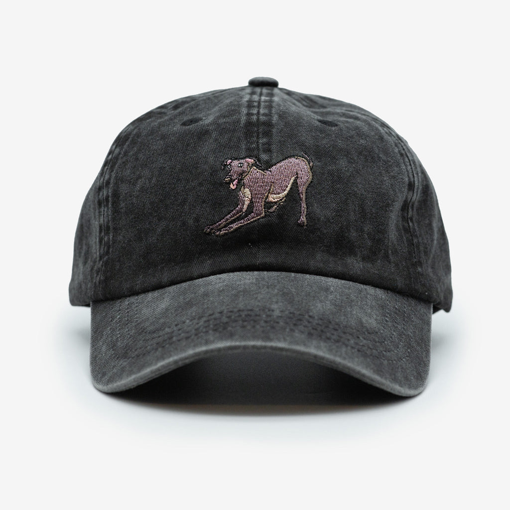 Black Denim Cap - Greyhound