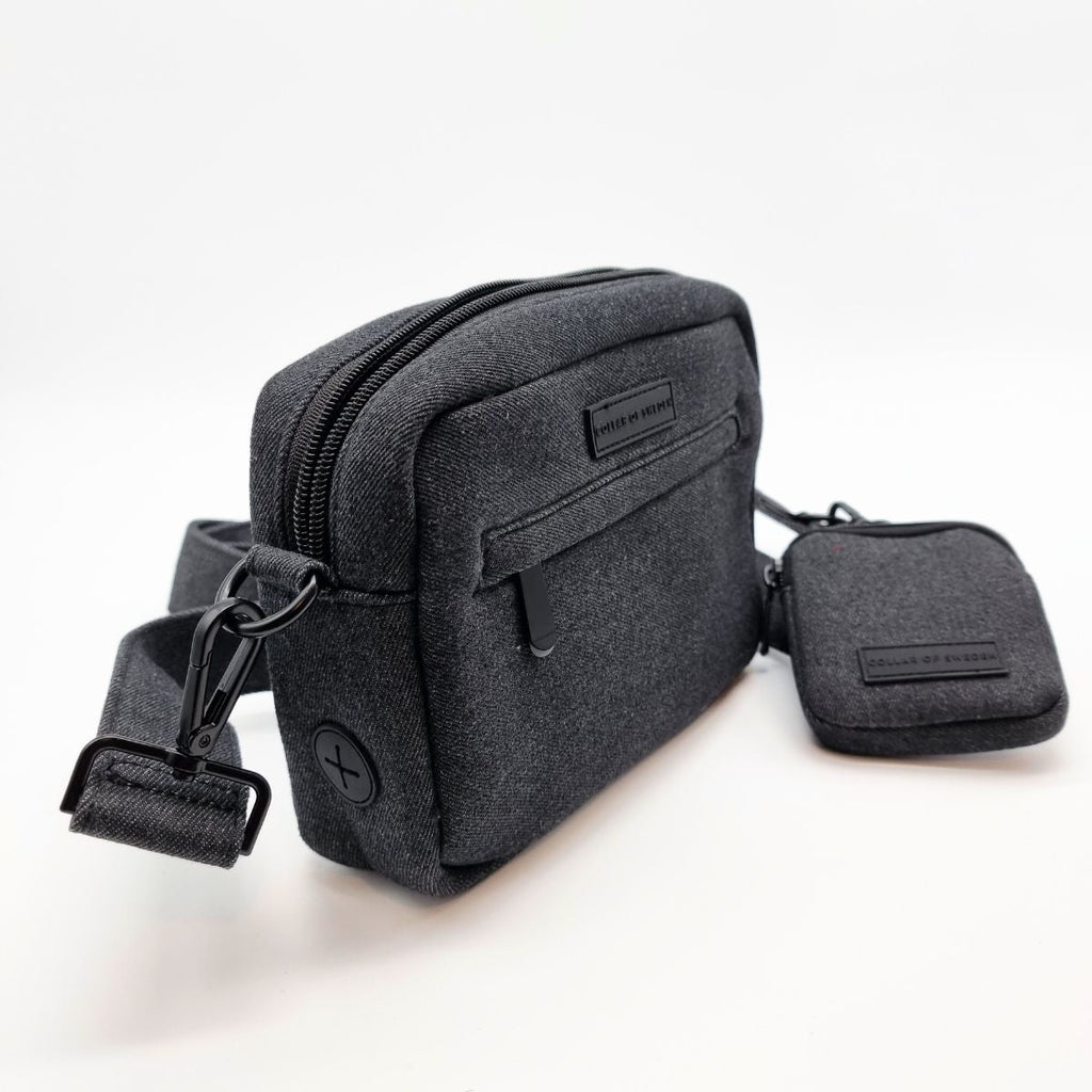 Black Denim Dog Walking Bag - Crossbody