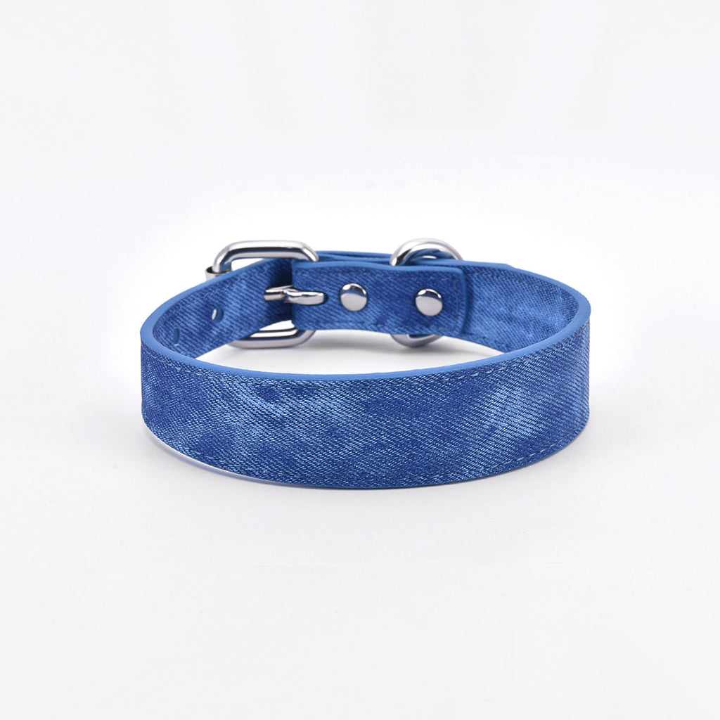 Blue Denim Dog Collar Thin