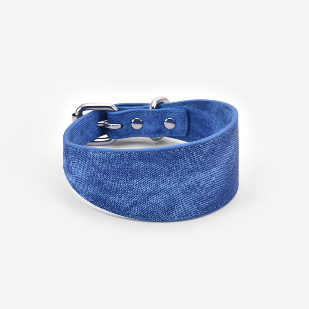 Blue Denim Dog Collar Wide