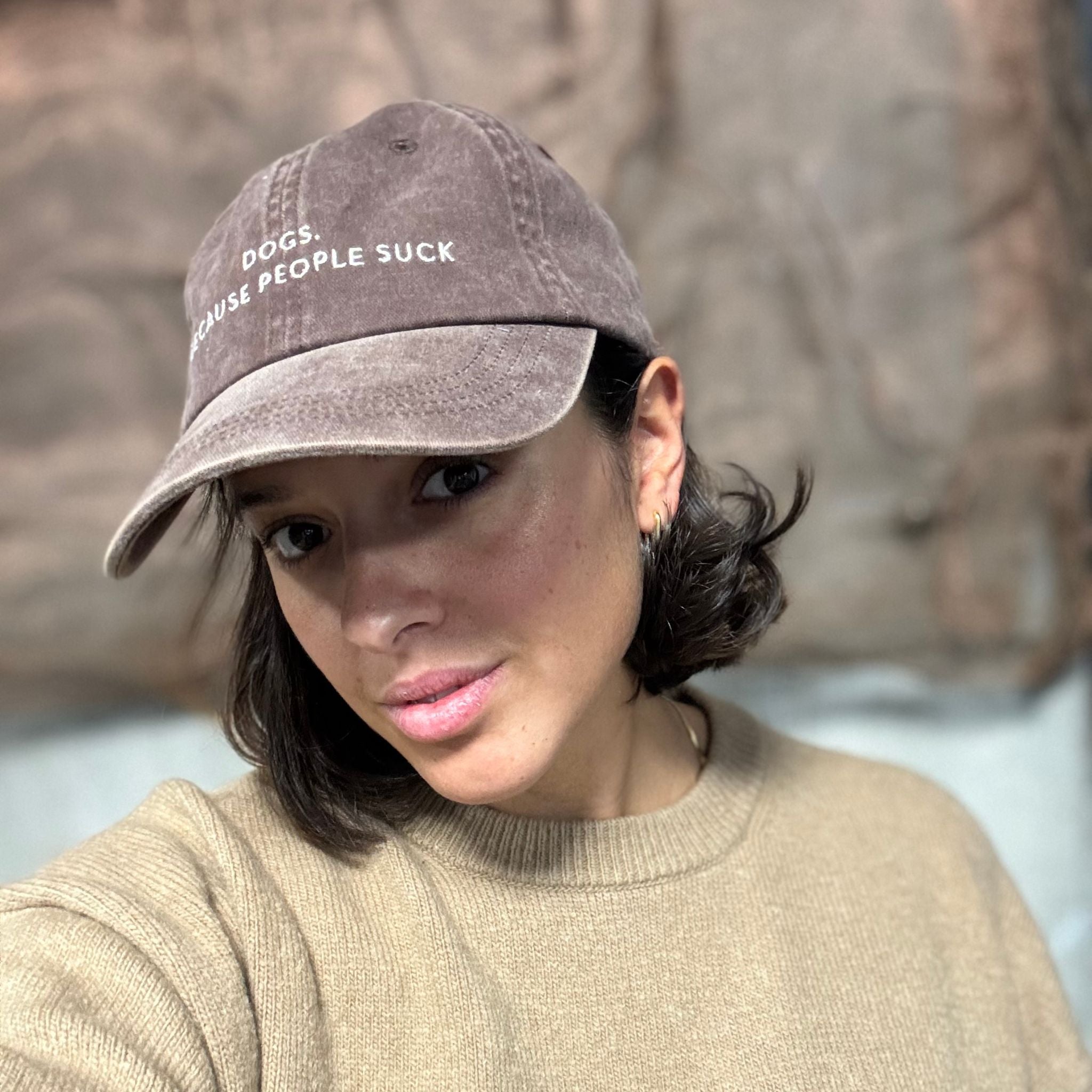 Brown Denim Cap - Dogs. Because People Suck