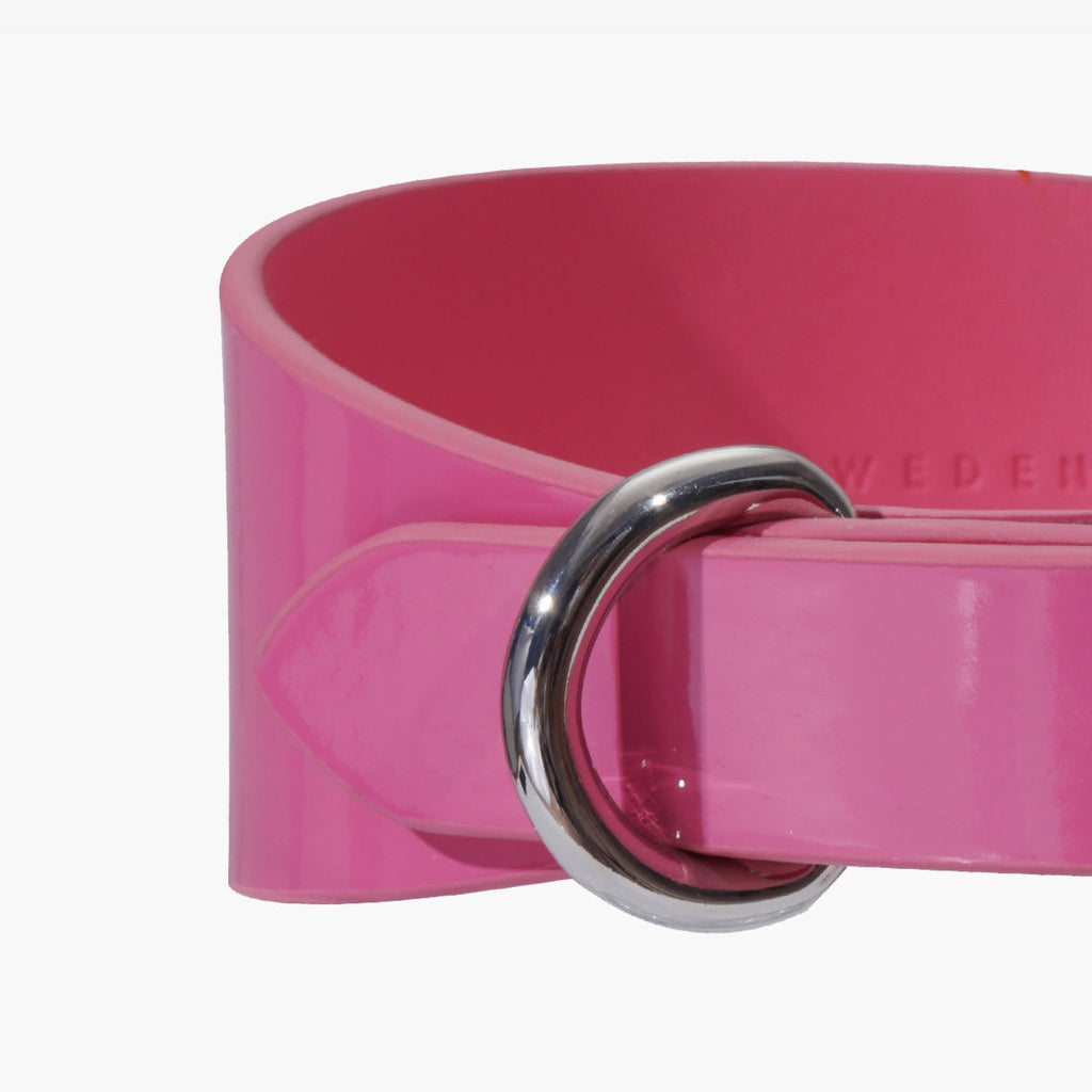 Glossy Pink Dog Collar Wide