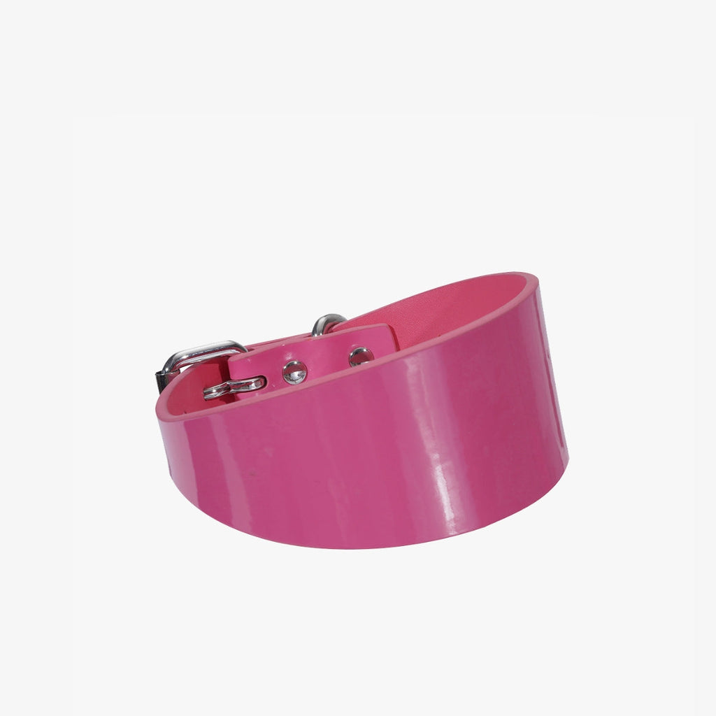 Glossy Pink Dog Collar Wide