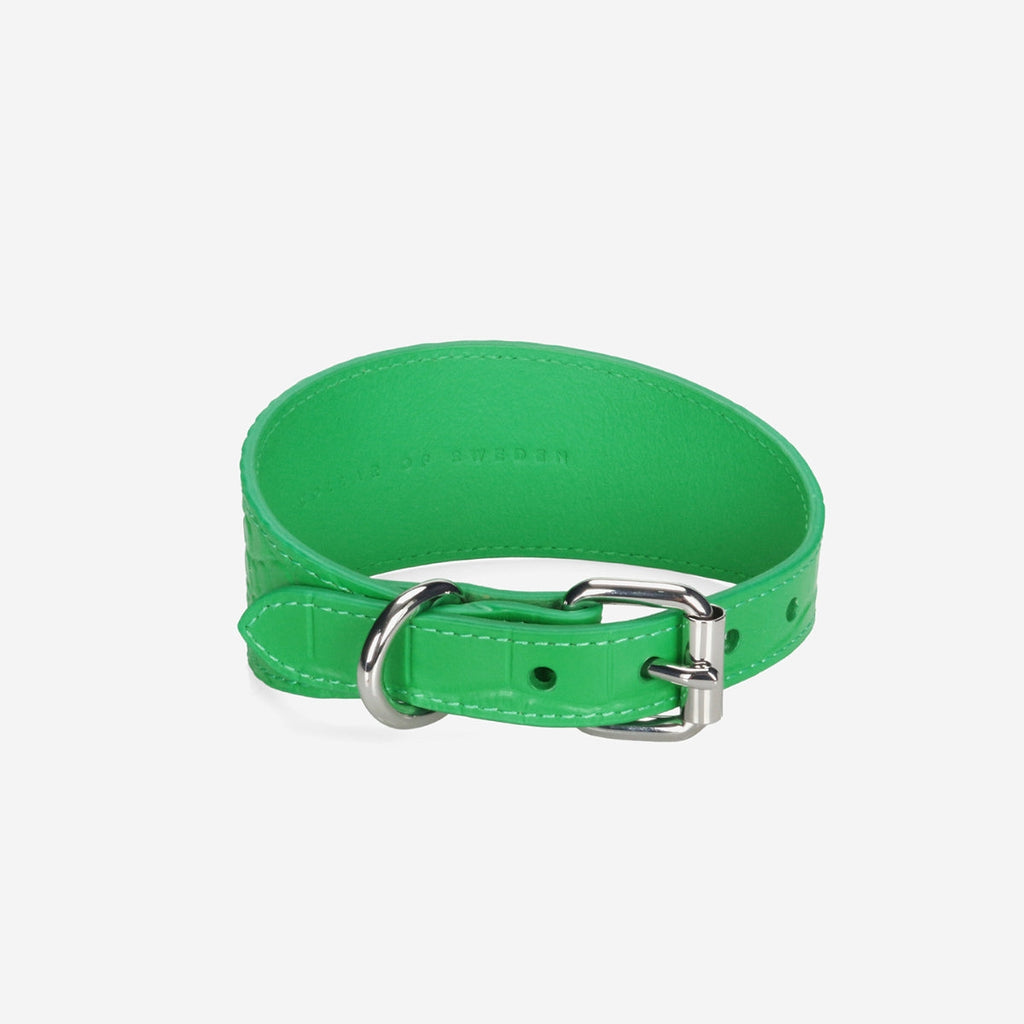 Pure Green Croco Dog Collar Wide