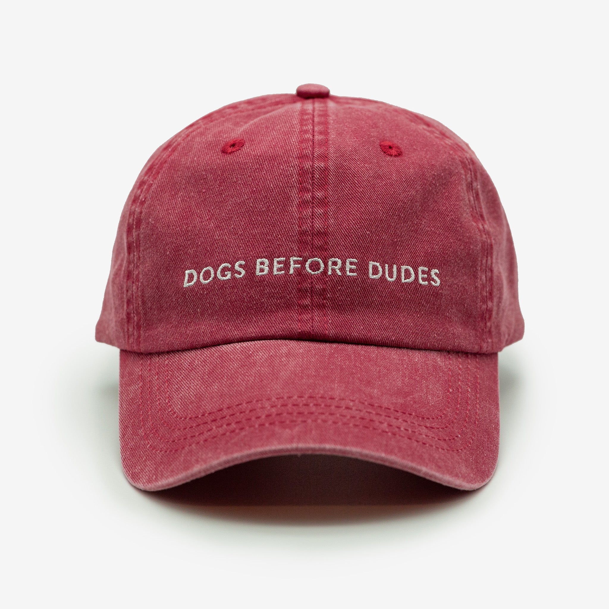 Red Denim Cap - Dogs Before Dudes