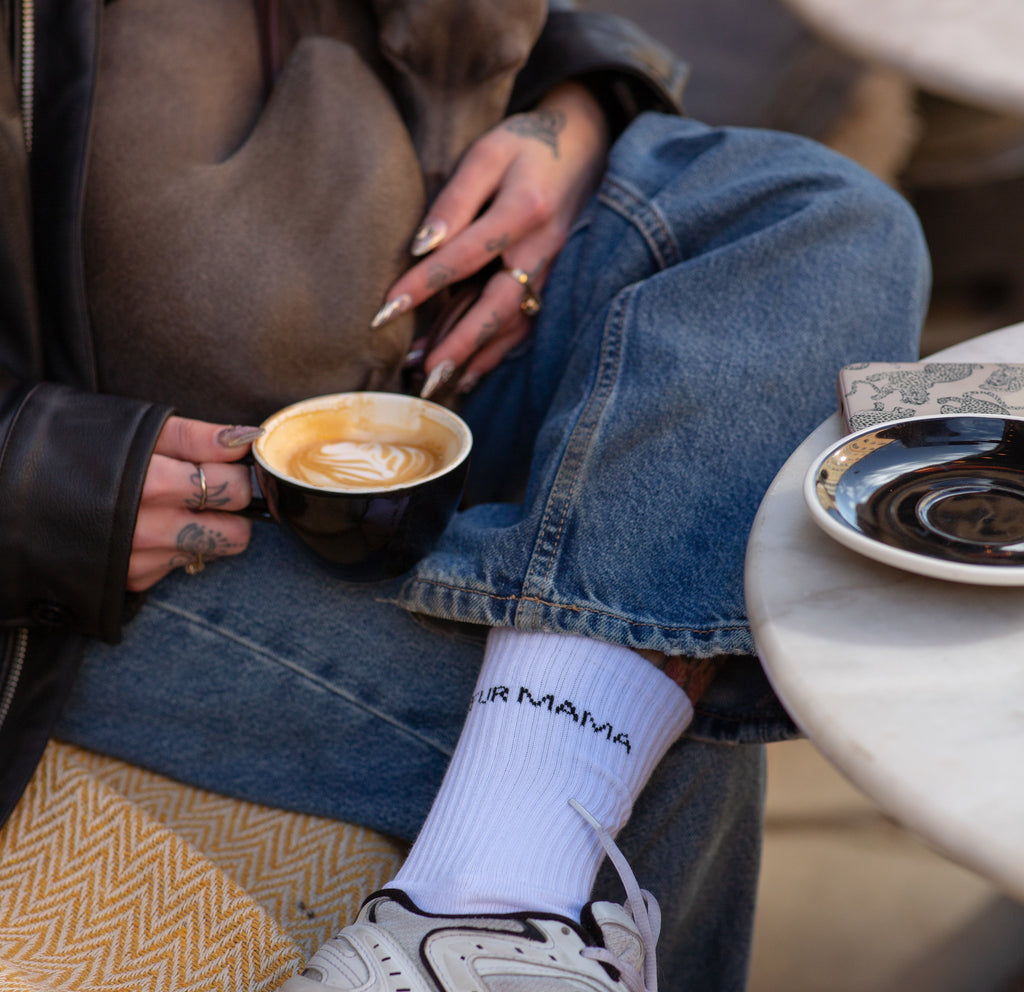 White Tube Socks - Fur Mama